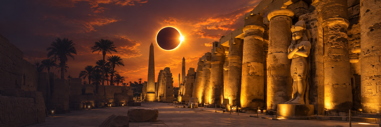 Éclipse solaire au dessus des temples de Louxor